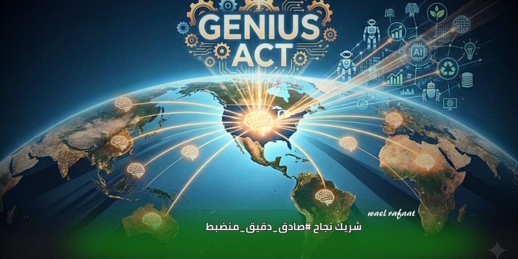صورة تعبيرية توضح تدفق المواهب التقنية العالمية نحو مراكز الابتكار بسبب قانون GENIUS ACT